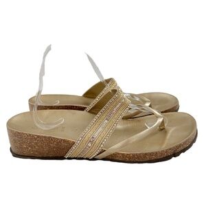 Nine West sandals size 11 gold Italian leather sequins Bollywood festival